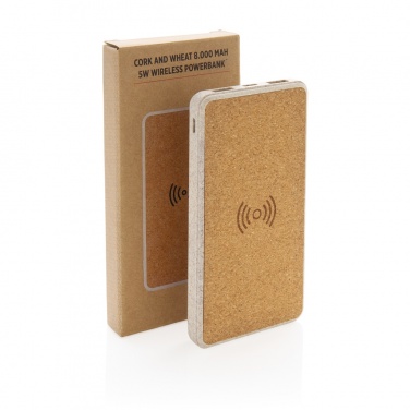 Logotrade promotional merchandise picture of: Cork and Wheat Straw 8.000 mAh 5W wireless powerbank